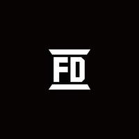 fd-Logo-Monogramm mit Säulenform-Design-Vorlage vektor