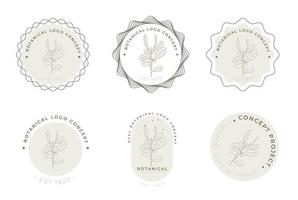 retro vintage stil botaniska blommor minimal logotyp pack vektor