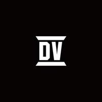 dv-logotyp monogram med pelarform designmall vektor