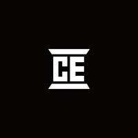 ce logotyp monogram med pelare form design mall vektor