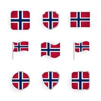 norge flagga ikoner set vektor