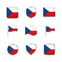 tjeckiska flaggan ikoner set vektor