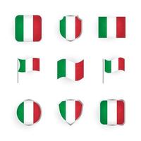 Italien flagga ikoner set vektor