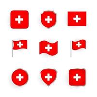 Schweiz flagga ikoner set vektor