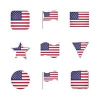 usa flagga ikoner set vektor