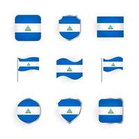 nicaragua flagga ikoner set vektor