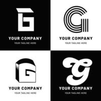 svartvita bokstaven g logo set vektor