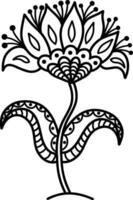 ein schön Blumen- Element von das Mandala. schwarz und Weiß Design Element im das bilden von ein Blume. es können Sein benutzt zu drucken Gruß Karten, Telefon Fälle, usw. ein handgemalt Muster. Vektor Illustration.