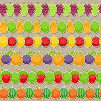 nahtloser Musterhintergrund aus Apfel, Orange, Pflaume, Kirsche vektor