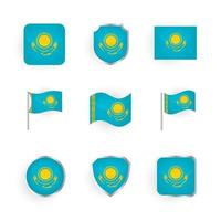 Kazakstan flagga ikoner set vektor
