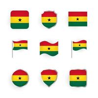 Ghana flagga ikoner set vektor
