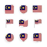 Malaysia flaggikoner set vektor