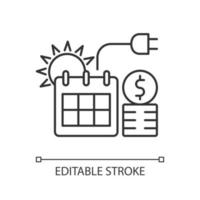 energiprissättning på sommaren linjär ikon vektor