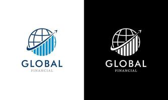 Globale Finanzen in Globus drehen Pfeil Logo Konzept Designvorlage vektor