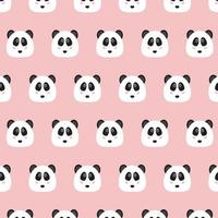 panda sömlösa mönster fri vektor med rosa bakgrund