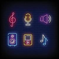 musik symbol neon tecken stil vektor