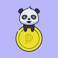 süßer Panda mit Goldmünzenillustration vektor