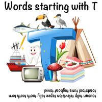 Engelska ord för att börja med T illustration vektor