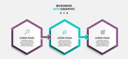 Infografik-Design-Business-Vorlage mit Symbolen und 3 Optionen oder Schritten vektor