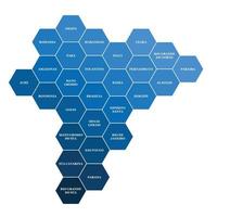 Brasilien politisk karta dividera med statens färgglada hexagon geometri. vektor