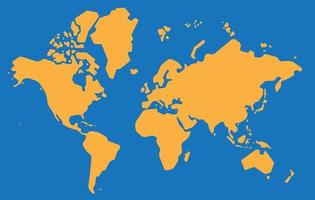 enkelhet stil disposition vektor världskarta på blå bakgrund.