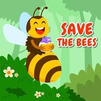 glad bi i skogen som producerar honung vektor