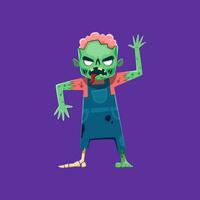 halloween zombie karaktär, Semester natt tecknad serie vektor