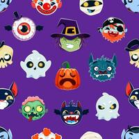 Karikatur Halloween Emoji Charakter nahtlos Muster vektor