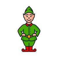 jul älva i grön kostym, santas hjälpare vektor