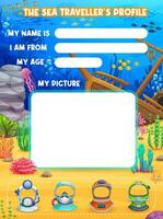 dykare profil form med hav under vattnet landskap vektor