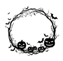 Halloween Urlaub schwarz Rahmen mit gespenstisch Kürbisse vektor