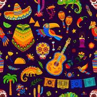 mexikansk Semester festival objekt sömlös mönster vektor