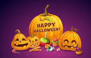 Halloween Kürbisse und Süßigkeiten, Grusel Urlaub vektor
