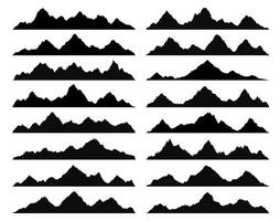svart sten, kulle och berg isolerat silhuetter vektor