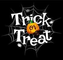 Trick oder behandeln Halloween Banner Spinnennetz und Spinne vektor