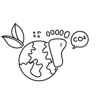 Hand gezeichnet Gekritzel Fußabdruck mit Natur co2 Symbol Illustration vektor