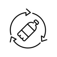 plast flaska återvinna ikon. återanvändbar flaska. återvinning förfogande och skräp bevarande begrepp för eco och grön eco livsstil. linje stil. vektor illustration. design på vit bakgrund. eps 10