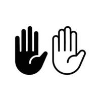 hand linje och glyf ikon. silhuett hand handflatan sluta tecken. fem fingrar symbol för förbjuden förbjuda tecken. översikt och fast stil. vektor illustration. design på vit bakgrund. eps 10