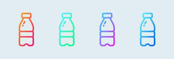 Flasche Linie Symbol im Gradient Farben. Wasser trinken Zeichen Vektor Illustration.