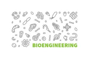 Biotechnik Vektor Wissenschaft Konzept linear horizontal Banner - - bio Ingenieurwesen Illustration