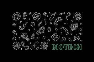 biotech begrepp översikt vektor horisontell mörk baner - bioteknik illustration