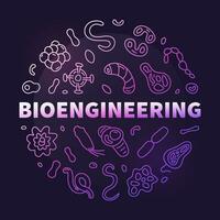 Biotechnik Vektor Forschung Konzept runden Gliederung lila Banner - - bio Ingenieurwesen kreativ Illustration