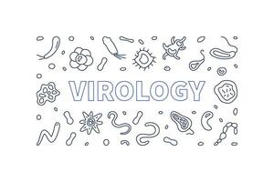 virologi vektor mikrobiologi och virus begrepp linje illustration eller horisontell baner