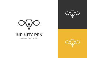 Linie Stift Logo Symbol mit Unendlichkeit Design Konzept zum Notar, Schriftsteller Logo Symbol Design Kunst vektor