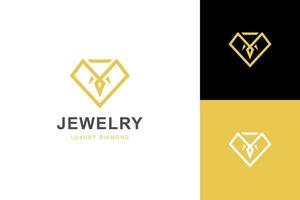 Luxus Linie Diamant mit Schmuck elegant Logo Symbol Design Konzept zum Schmuck Geschäft Geschäft Identität Logo Illustration einfach minimal linear Stil vektor