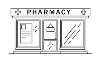 apotek bygga linje medicin koncept. arkitektonisk form vektor