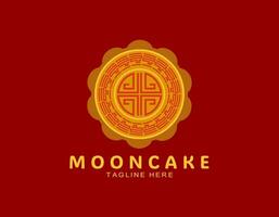 elegant Mond Kuchen Logo Symbol mit Muster zum Mitte Herbst Festival. einfach Design geeignet zum Geschäft, Essen, Kuchen. vektor