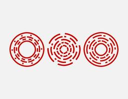 rot Halbton runden rahmen. einstellen von drei rot abstrakt Linie Kunst Muster im Kreis form. Sammlung von einfach runden dekorativ Zier Rand geeignet zum Jahrgang Design. vektor
