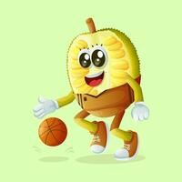 jackfrukter karaktär dribblingar en basketboll vektor