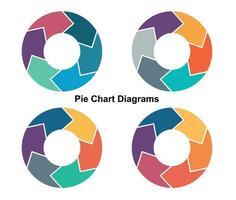 4 einstellen von Kreis Kuchen Diagramm Vektor Kunst, Symbole, und Grafik, Kreis Kuchen Diagramm Vektor, 6-stufig Kuchen Diagramm, Kreis Pfeile Infografik.